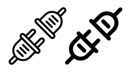 Plug and unplug cable icon in outline. Editable stroke.