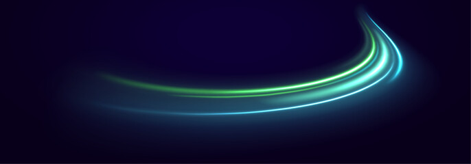 Green light painting reveals flowing streaks against a pitch-black background. The long exposure effect enhances a sense of time and motion. Ideal for creative visual design.