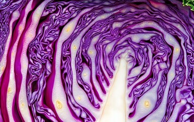Vibrant Purple Cabbage Cross Section Macro Photo