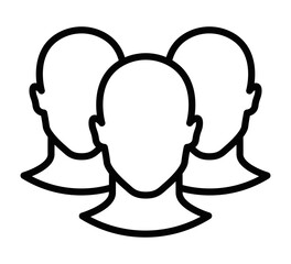 Three user icons forming a group. Editable stroke.
