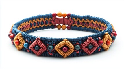 handmade pet collar and leashes Colorful beads and jewelry accessories on white background and in a basket