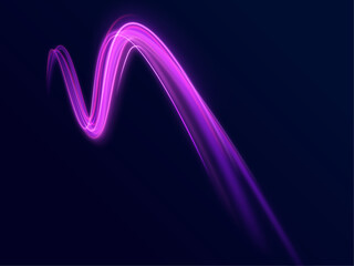 Technology background with motion neon light effect. Abstract neon light trails in a futuristic high-speed motion design. Vector glitter light fire flare trace.	
