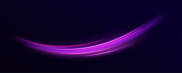 Speed connection vector background. Dynamic and vibrant abstract art with smooth lines in pink, purple, and blue on a dark background.	