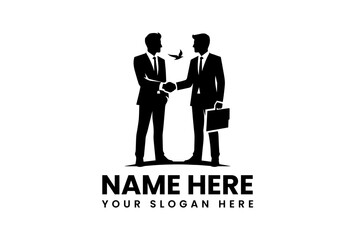 Stylized Businessmen Shaking Hands Vector Graphic. Partnership Collaboration Design