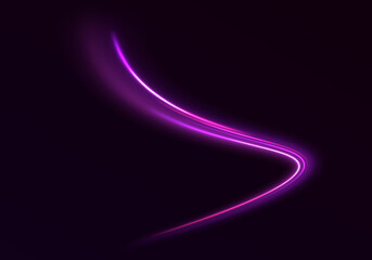 Night highway with neon purple, blue, and red glowing trails. Dynamic light effects illustrate futuristic speed and motion. Perfect for urban tech themes.