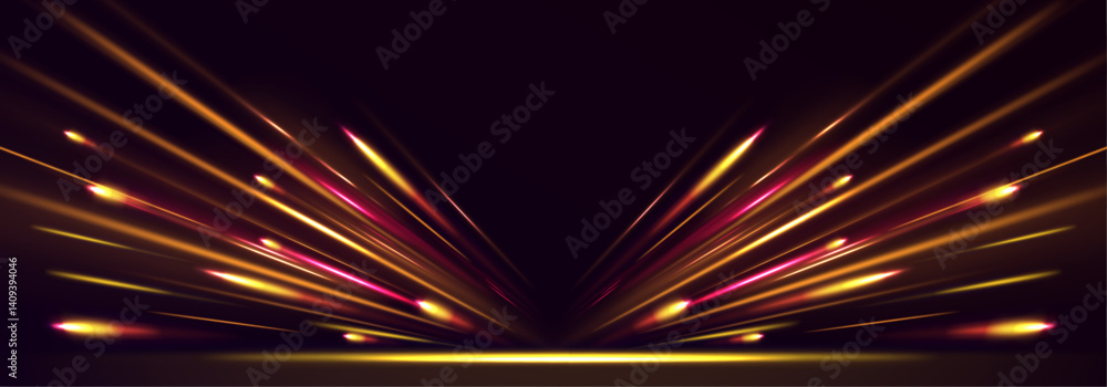 Poster abstract neon light rays background. a colorful motion background of city light trails. vector speed