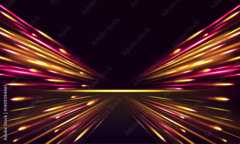 Poster abstract neon light rays background. a colorful motion background of city light trails. vector speed
