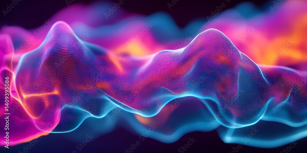 Poster abstract waveform. flowing gradient mesh in vibrant hues. abstract color gradient background.