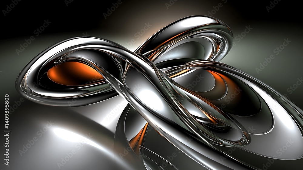 Poster intricate metallic shapes intertwine in a dynamic display.