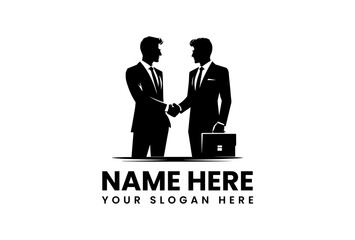 Stylized Businessmen Shaking Hands Vector Graphic. Partnership Collaboration Design