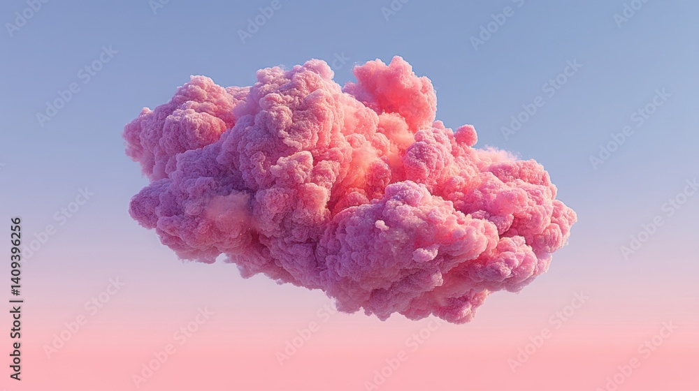 Poster soft floating cloud of pink smoke illuminated by a gentle glow creating a dreamlike atmosphere of se