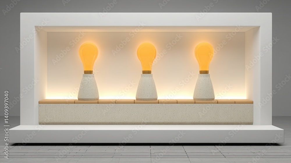 Poster modern display featuring three unique lamps in a streamlined design for an elegant and functional wo
