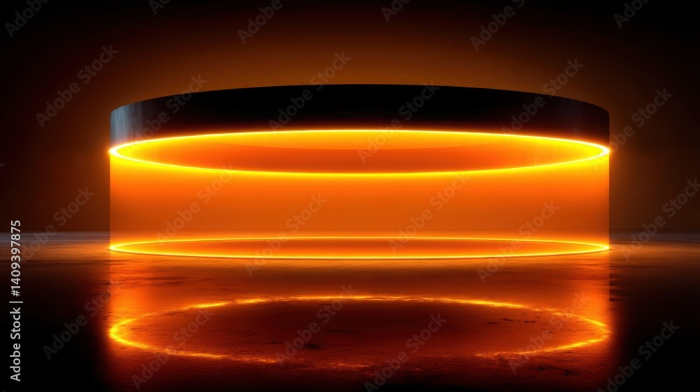Poster a round table illuminated by a soft light creating a warm and inviting space for collaboration and c