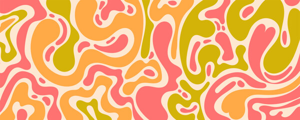 Warm Abstract Organic Background with Coral, Olive, and Beige Line Blobs on White Background. Earthy and soft design with vintage colors and fluid movement. Ideal for fashion,print, posters and wall