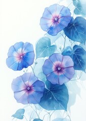 Obraz premium Morning Glory Watercolor Illustration with Soft Pastel Colors and Delicate Composition