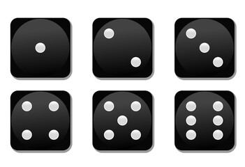 Game dice icons set isolated vector illustration, Set of game dice icon. . Dice game vector icon set  isolated on white background. Dice in a flat and linear design,  from one to six. stock Vector