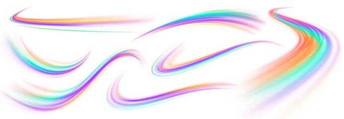 Light trail wave, fire path trace line, car lights, optic fiber and incandescence curve twirl. Racing cars dynamic flash effects city road with long exposure. Vector PNG.