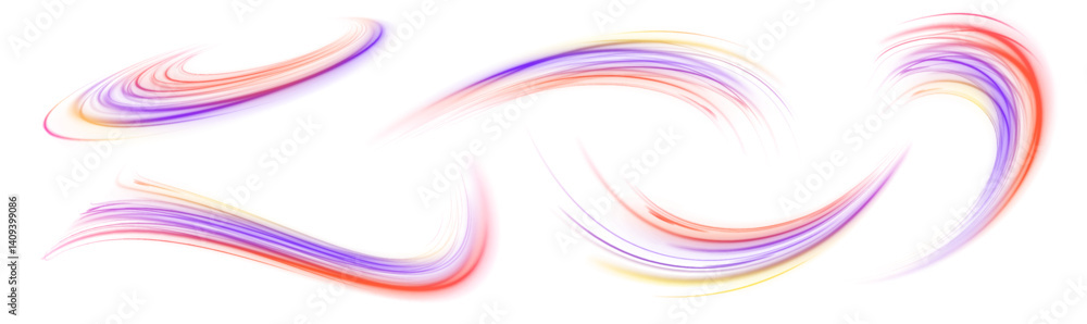 Poster fire and light paths twist and swirl in transparent png format. optic fiber-like glowing curves add 