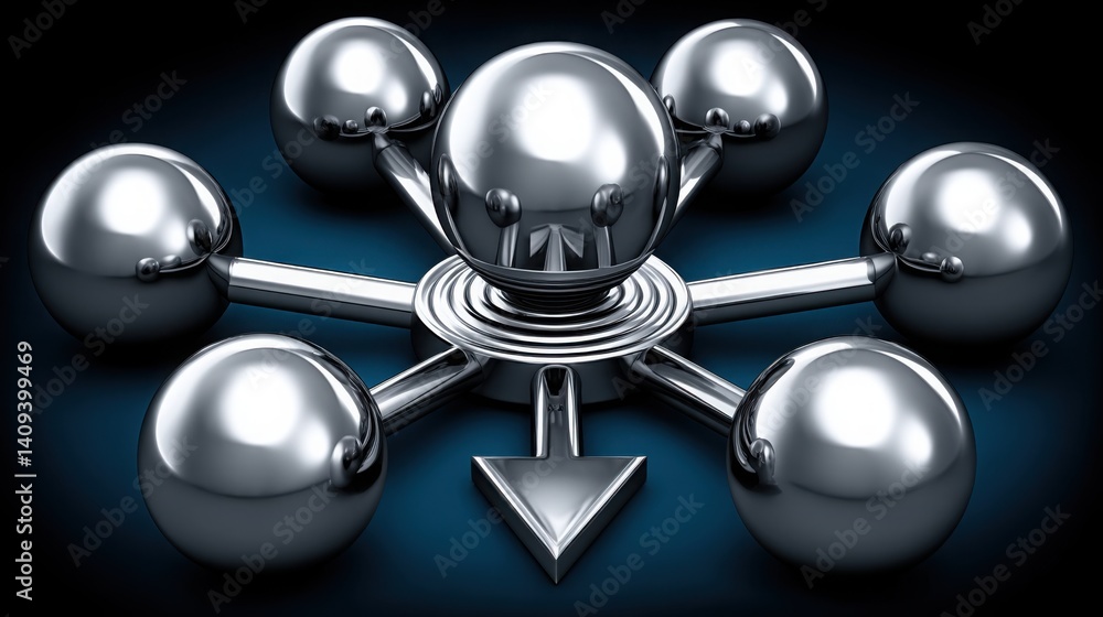 Poster group of spheres on a blue background creating a visual representation of energy circles under a mod