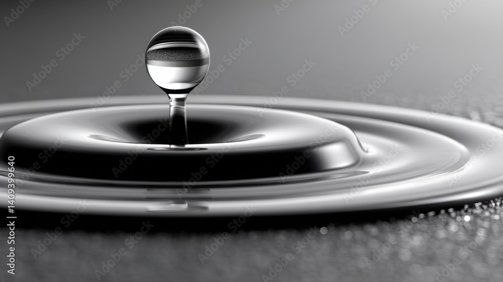 Poster close-up of a drop of water creating ripples in a lake symbolizing generosity in business and value 