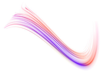 Abstract high-speed motion: colorful data stripes, expressway headlights, and city light trails with a glowing wake effect, ideal for fast-paced, technology and cyberpunk designs in PNG.	