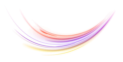 Abstract high-speed motion: colorful data stripes, expressway headlights, and city light trails with a glowing wake effect, ideal for fast-paced, technology and cyberpunk designs in PNG.	