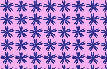 Blue color five petal floral pattern on pink color background, Vector art design