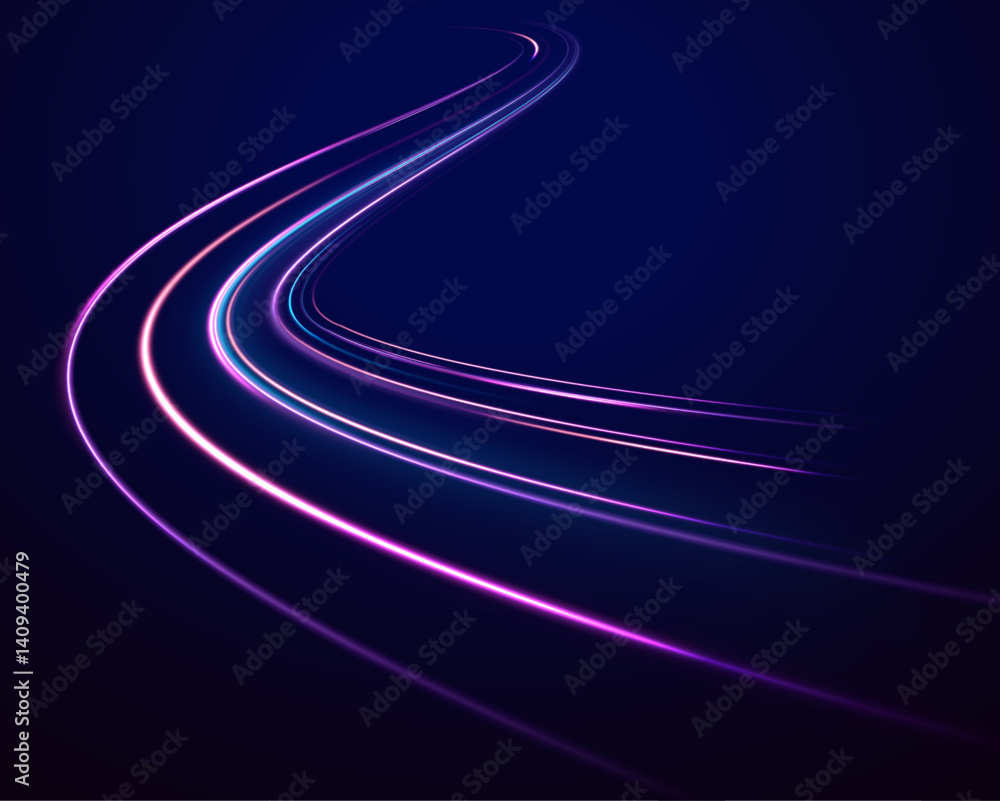 Aufkleber big data traffic visualization, dynamic high speed data streaming traffic. vector glitter light fire