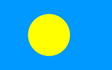Official state Flag of the Palau. Flag of the Republic of Palau. Oceania. Vector illustration