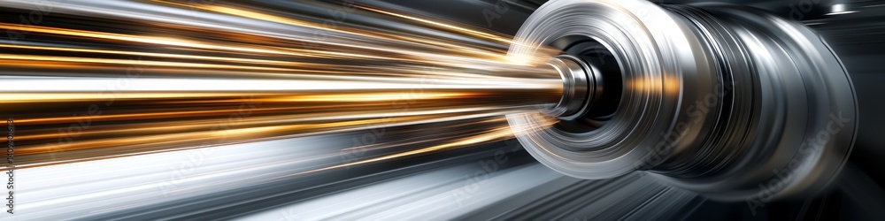 Poster metalworking tool in motion blur, highlighting speed and efficiency of cnc machining processes