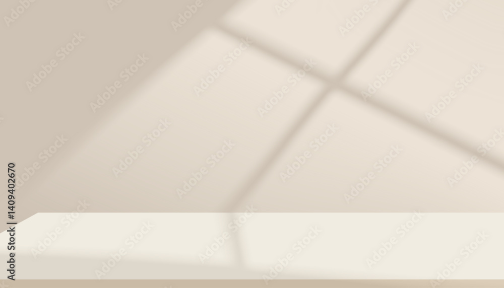 Poster brown background,blur gardeint light,shadow on wall studio background for product display,beige back