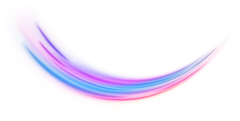 Sports speed wavy line consists of a stream of bright rays with flash effect, light and neon colors in PNG format.	
