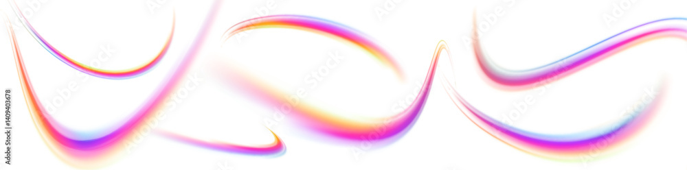 Aufkleber set of neon speed lines on transparent background png. big data traffic visualization, dynamic high 