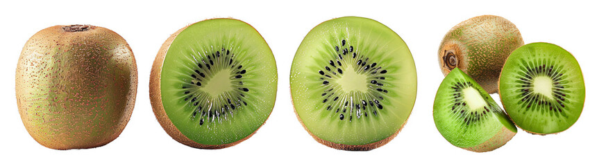 set collection of kiwi fruit isolated on white