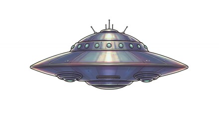 Flying saucer illustration science fiction spacecraft digital art