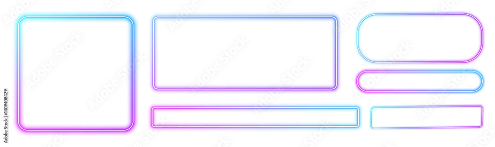 Poster square rectangular frame with two color neon motion graphics on isolated transparent background in p