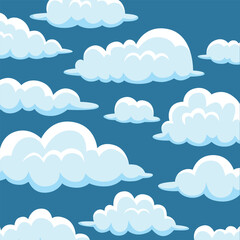 Fluffy Cumulus Clouds in Blue Summer Sky