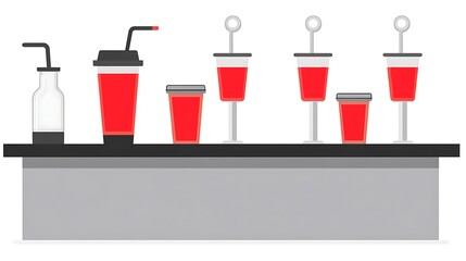 Various beverage containers displayed on a counter.