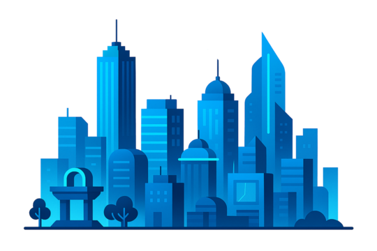 Futuristic Smart City Skyline in Vector Flat Design