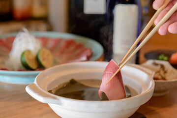 ブリしゃぶ、ぶりしゃぶの箸あげ