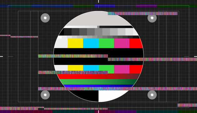 Illustation of an analog test image with interference and data glitches.