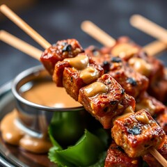 Best Chicken Satay, Authentic Satay, Grilled Satay Skewers with Peanut Sauce, Satay, Satay, Satay, Chicken, Grilled, Skewers, Peanut, Sauce, Thai, Asian, Food, Delicious, Recipe, BBQ, Meat, Appetizer,