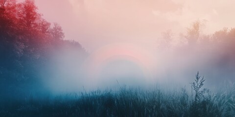 Fototapeta premium Prism burst spins gently on a dreamy foggy background