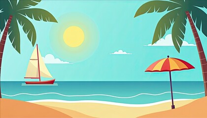 Obraz premium Tropical Beach Scene Sunny Vacation Background