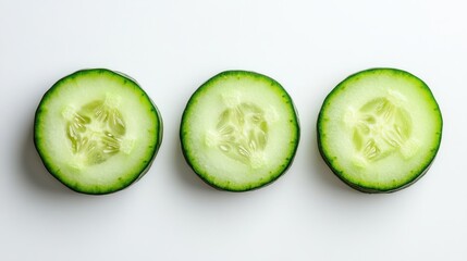 Freshly sliced cucumber rounds arranged neatly on a light background for culinary inspiration