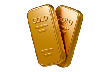 3d gold, ingot, bar, bullion, business, golden, metal. Global economy gold exchange and the current rising gold price concept. Minimal Cartoon Gold bar ingot isolated on gold background. 3d render.