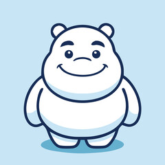 Fototapeta premium Cartoon Polar Bear Illustration With Cute Expression On Light Blue Background