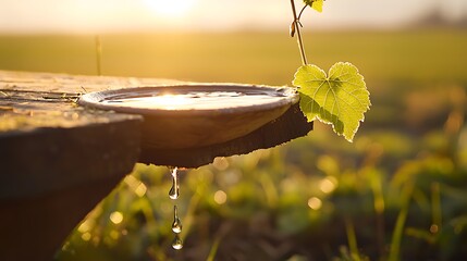 Morning dew on leaves serene landscape nature photography tranquil environment close-up view freshness concept