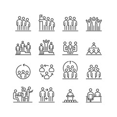 People icons set simple outline flat illustration