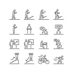People icons set simple outline flat illustration